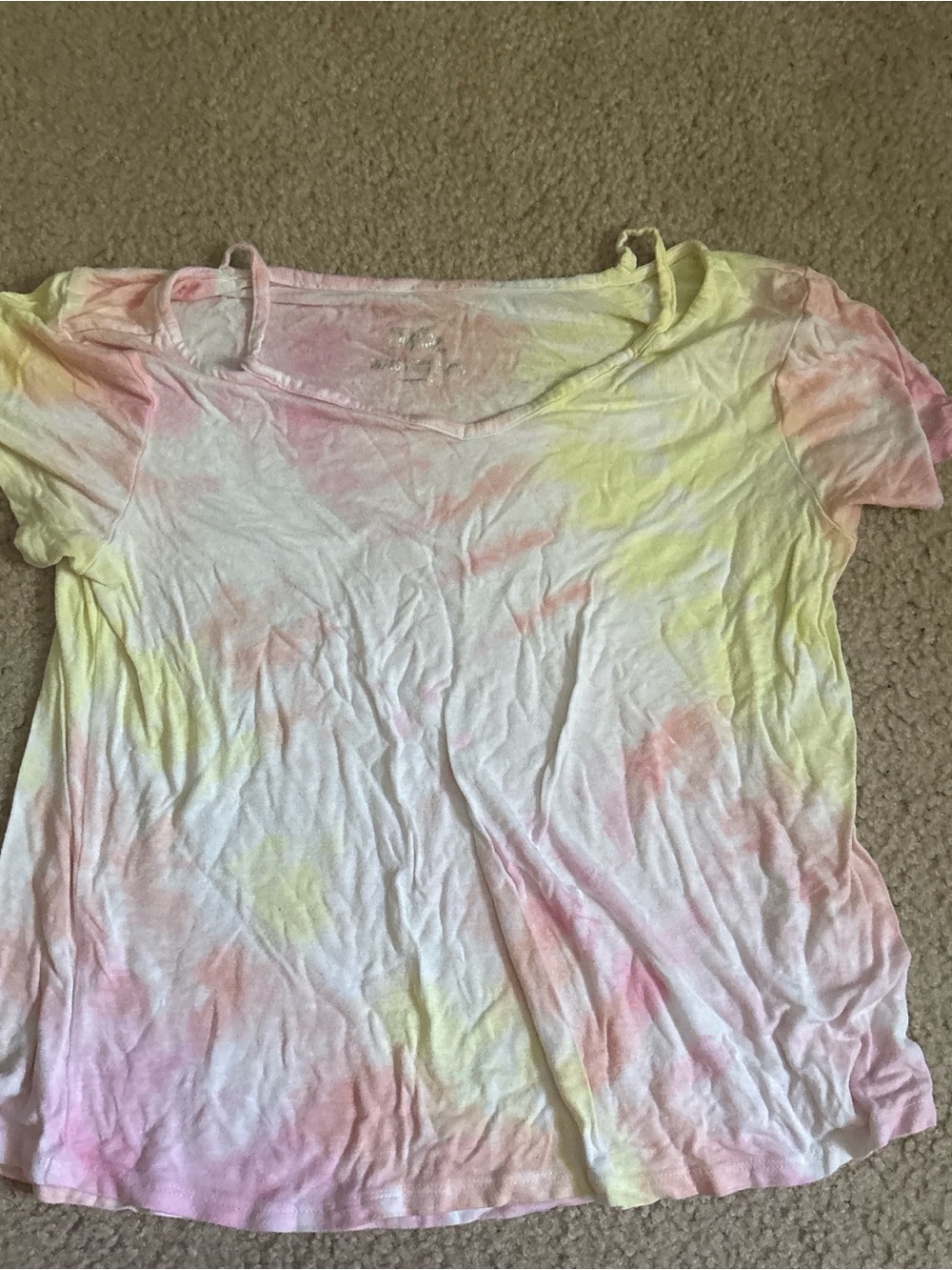 Justice Girls Short Sleeve Tie-Dye Tee - Pink & Yellow
